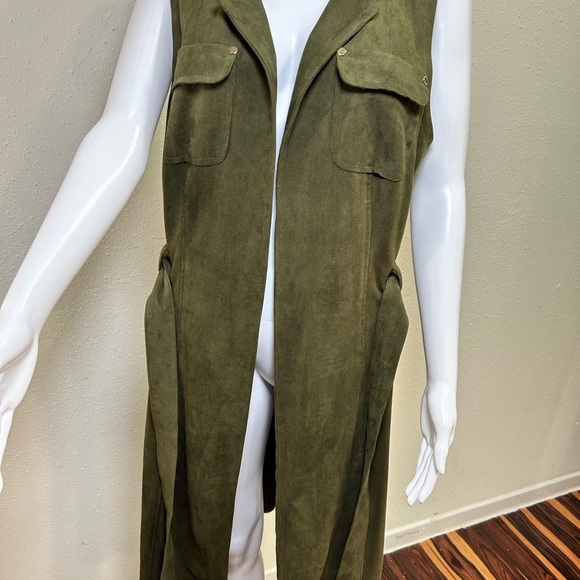 Chico's Olive faux suede Sleeveless Vest - Picture 13 of 14